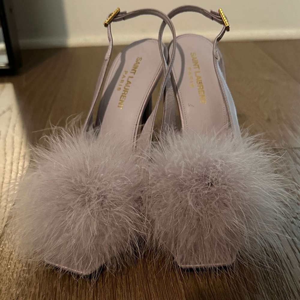 Saint Laurent Women's Soft Purple Feathered Heels